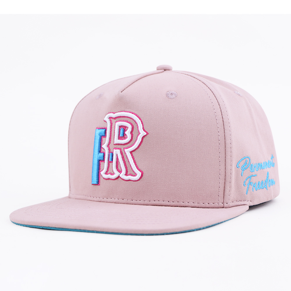 Pink 3D Embroidered Letter Snapback Cap Flat Brim Street Style Hat