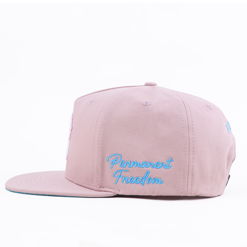 Pink 3D Embroidered Letter Snapback Cap Flat Brim Street Style Hat