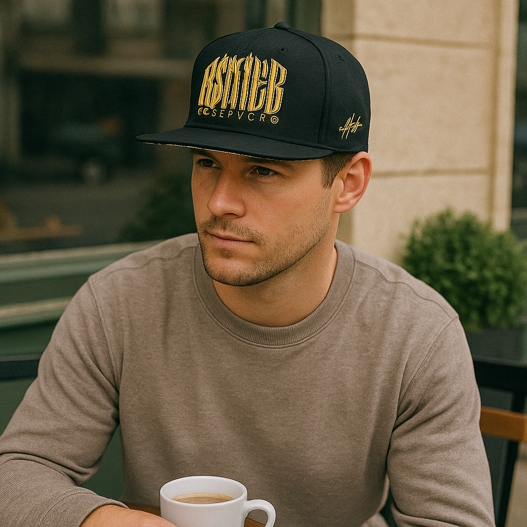 Black Snapback Hat with Graffiti Style 3D Embroidery – Urban Streetwear Cap