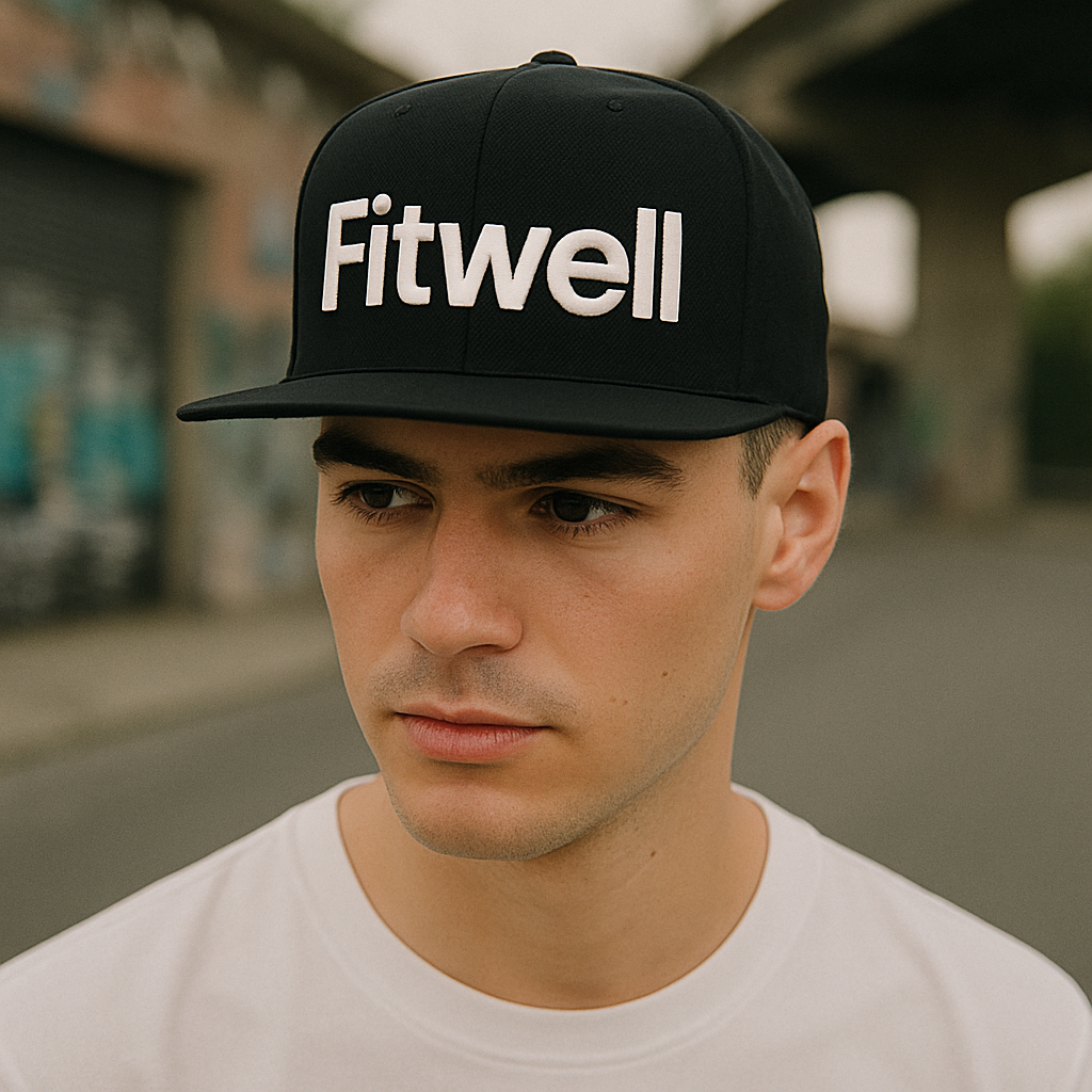 FITWELL Embroidered Letter Flat Brim Hat – Urban Fashion Black Adjustable Cap