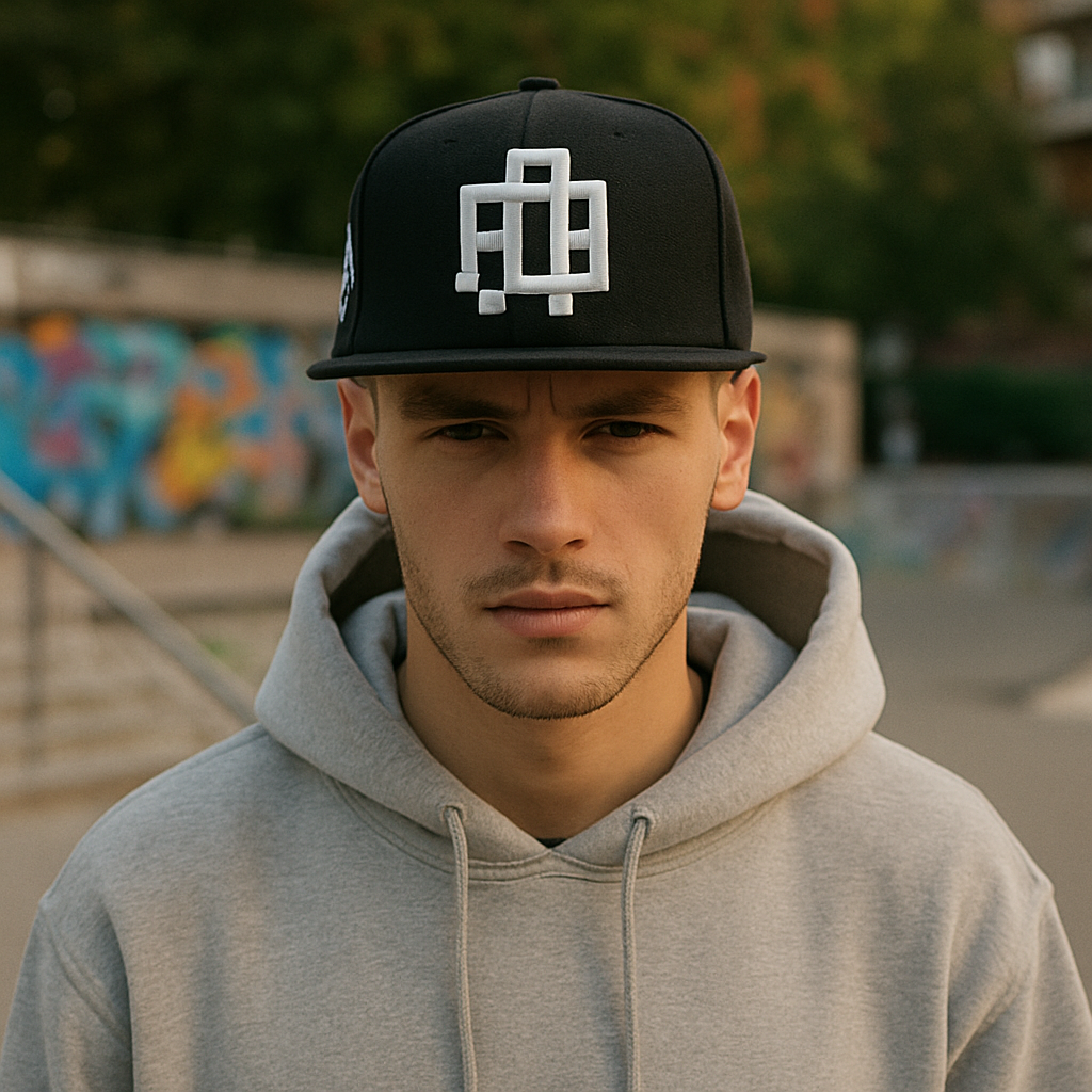 Interlocked Geometric Logo Embroidered Snapback Hat