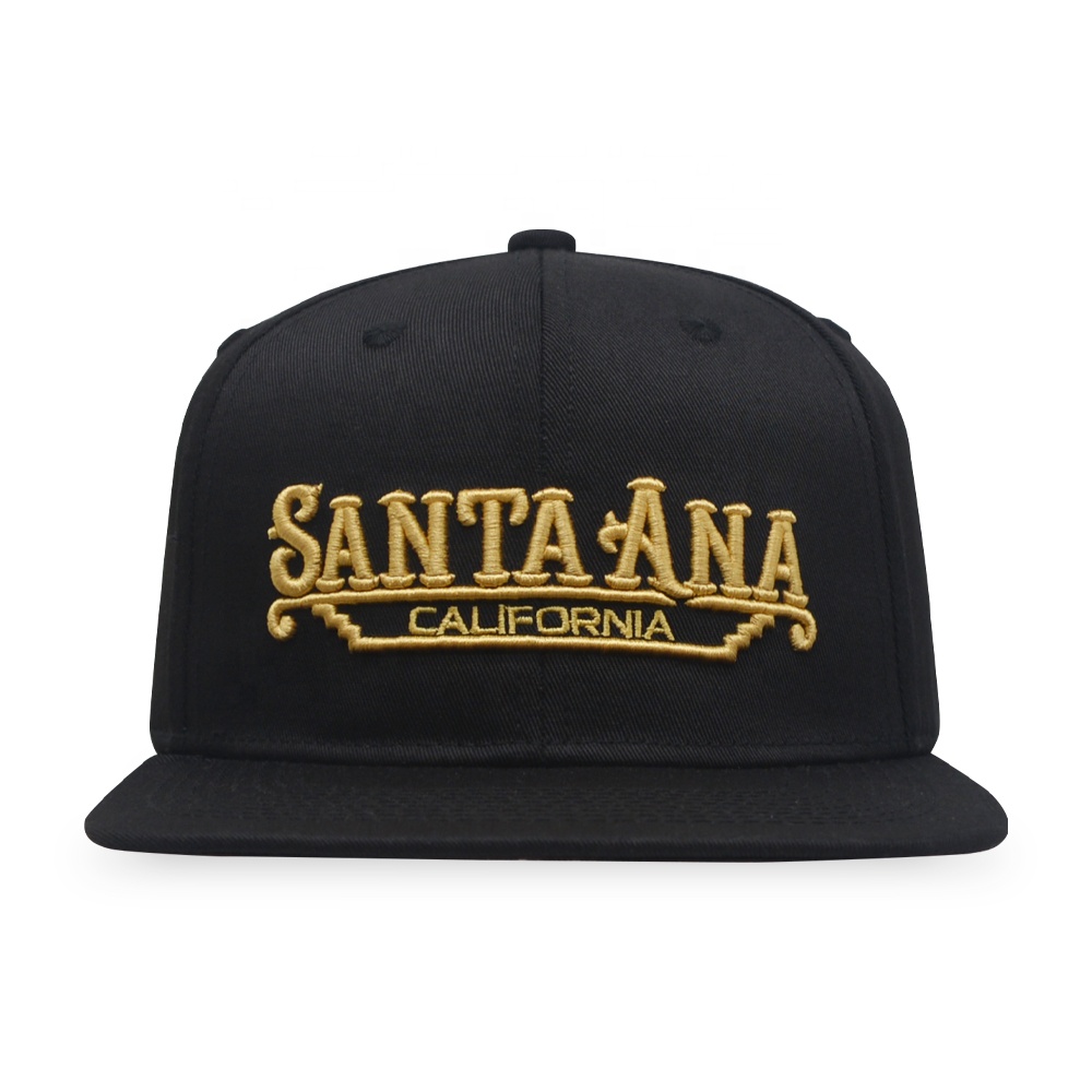 Santa Ana California Embroidered Snapback Hat – Classic Black Flat Brim Cap