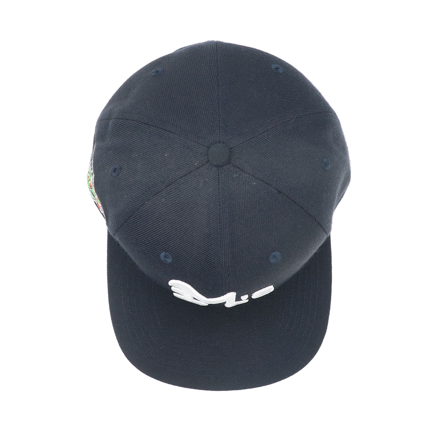 Navy Blue Letter Logo Snapback Cap – 3D Embroidered Flat Brim Hat