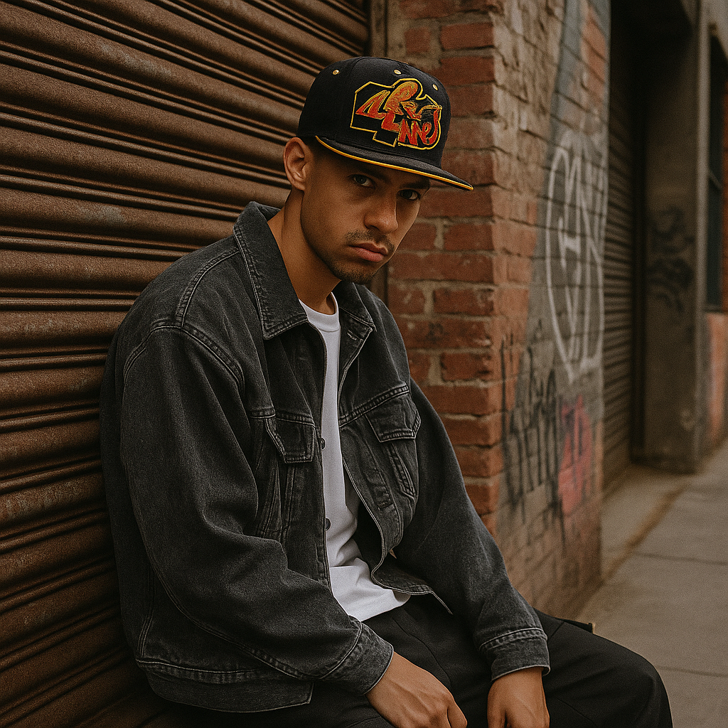 Urban Black 6-Panel Snapback Cap with Bold 3D Embroidery