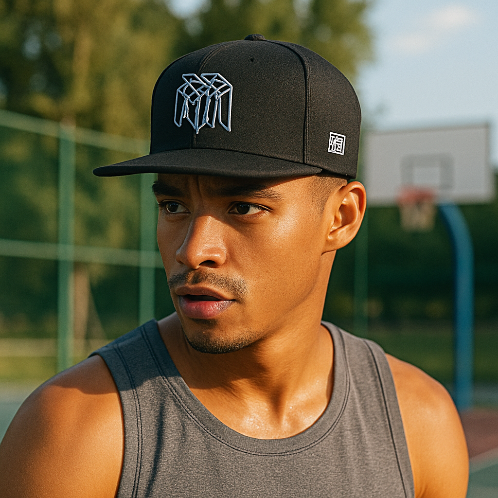 Geometric 3D Embroidered Snapback Cap – Urban Monogram Style