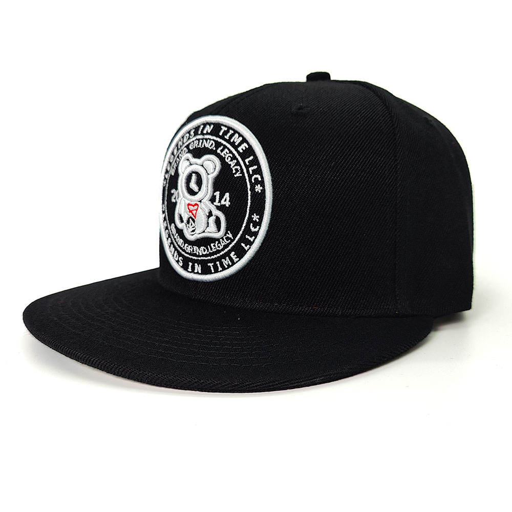 Black Snapback Hat with Embroidered Bear Logo Patch – Legends In Time Design