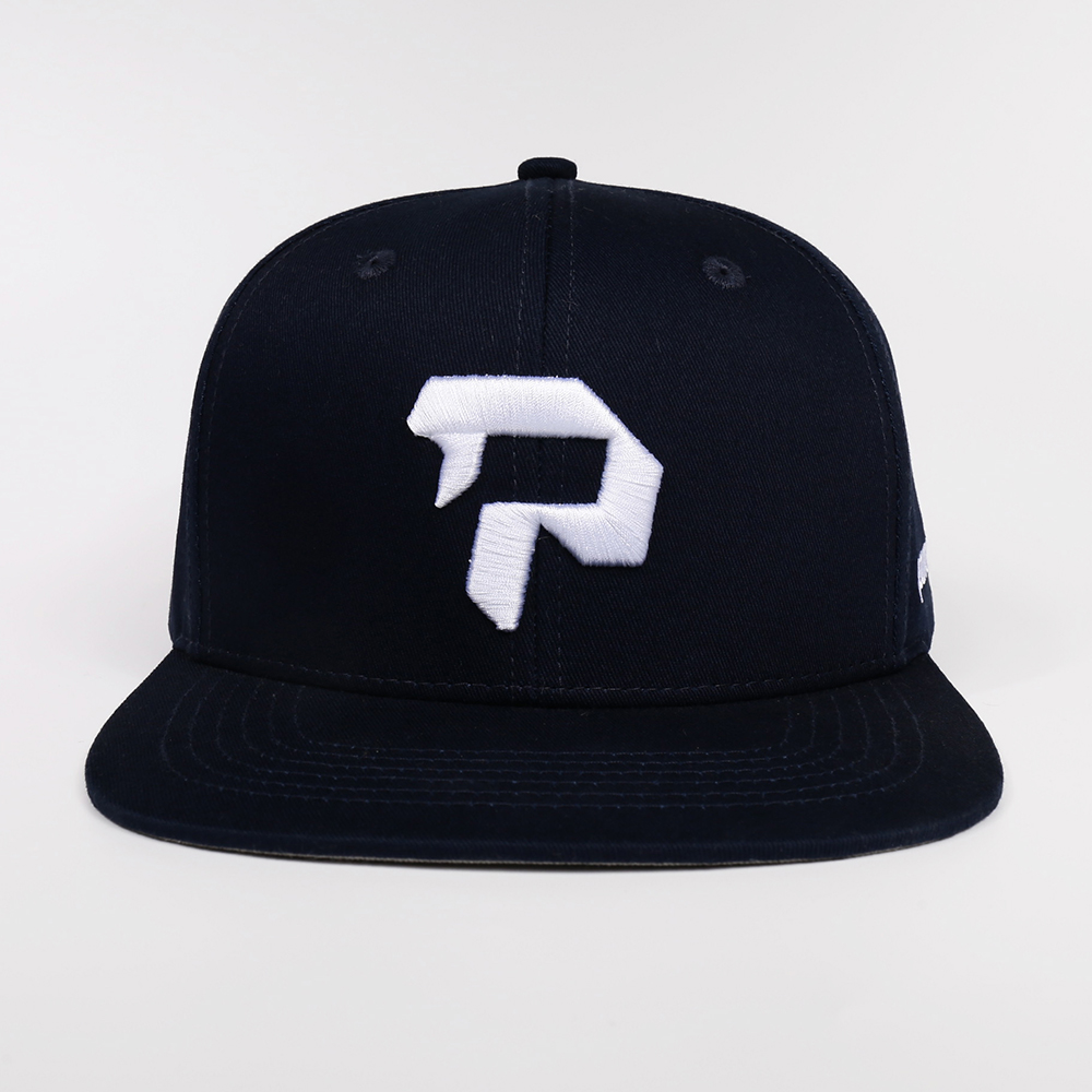 Bold Letter P Structured Flat Brim Cap with 3D Embroidery