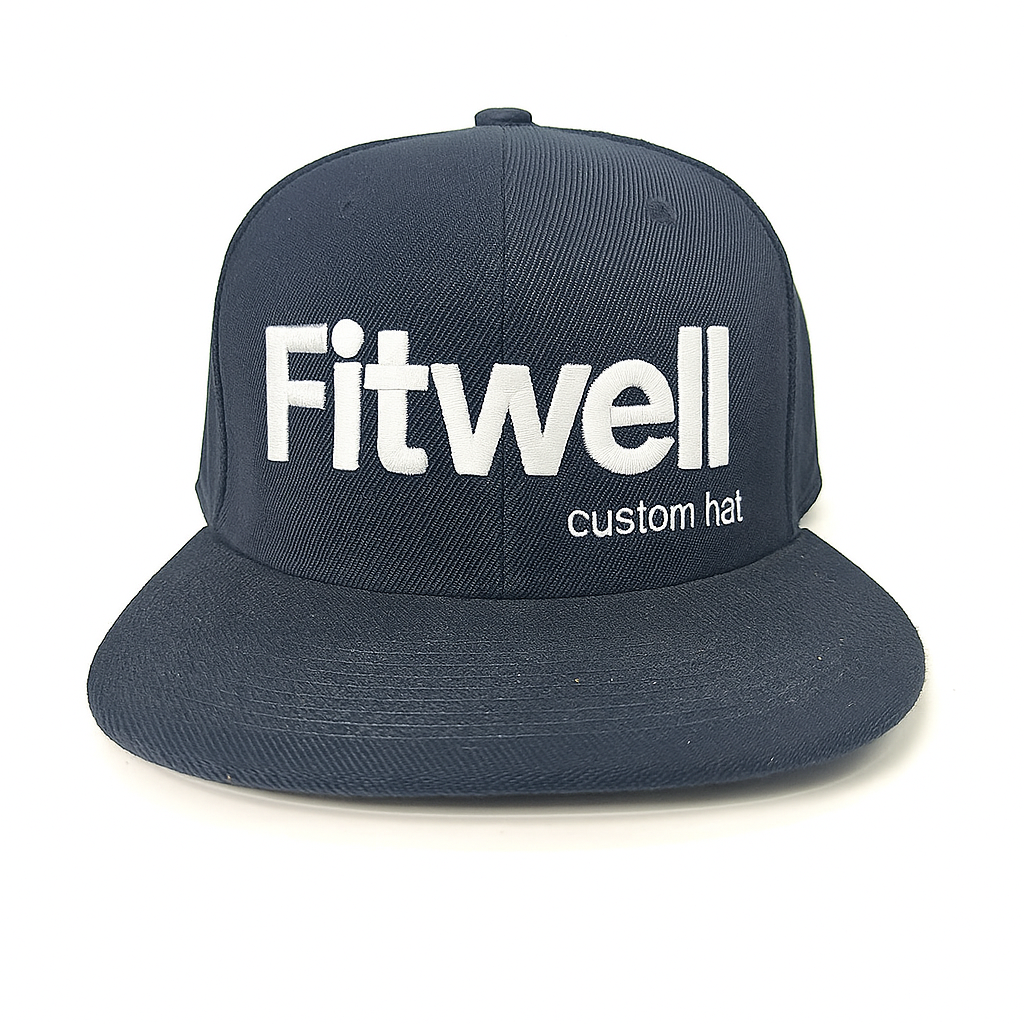 Fitwell Classic Flat Brim Snapback with White Embroidered Logo