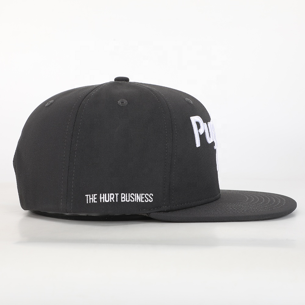 Pugilist Punks Black 6-Panel 3D Embroidered Flat Brim Snapback Cap