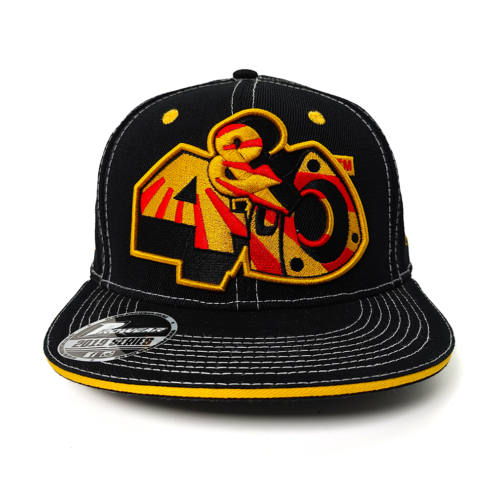 Urban Black 6-Panel Snapback Cap with Bold 3D Embroidery