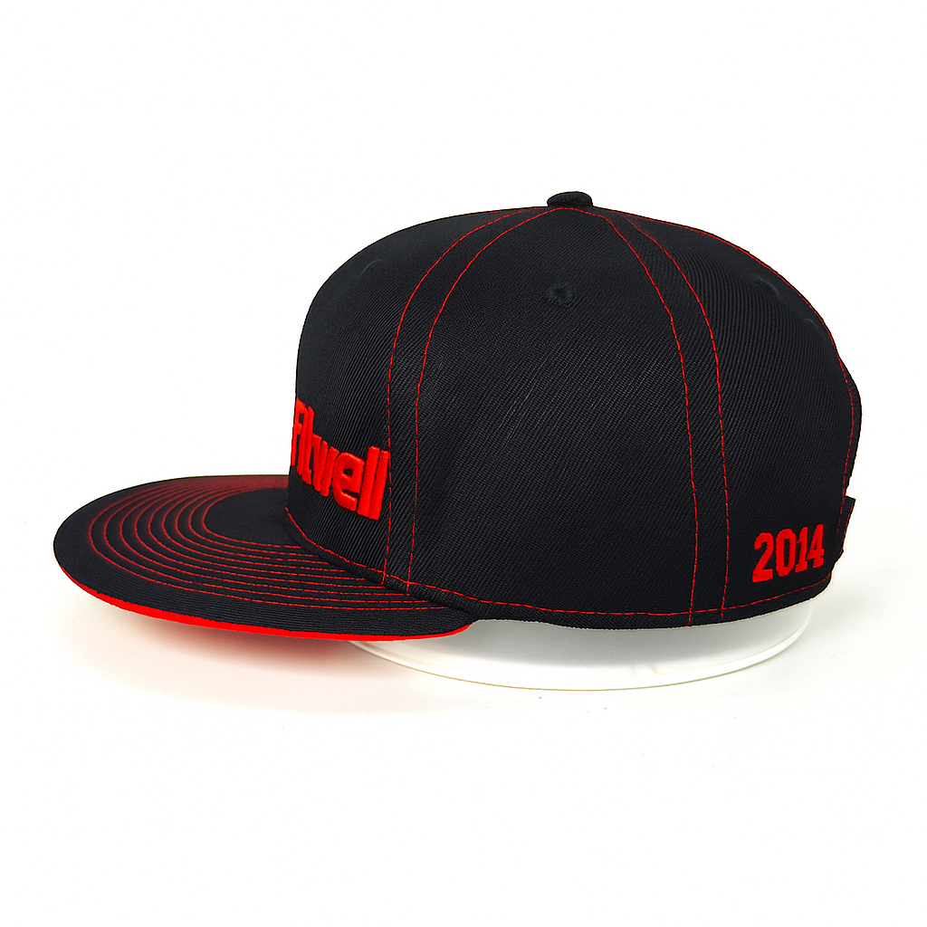 Fitwell Custom Red Stitch Flat Brim Cap with Embroidered Logo