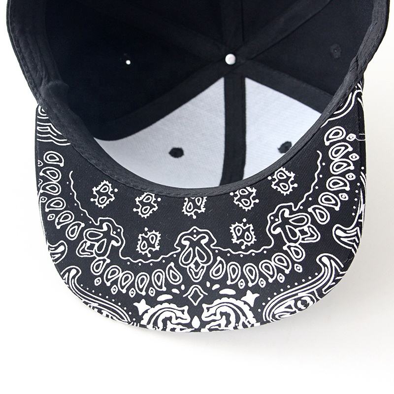 Fitwell Back Embroidery & Pattern Brim Snapback Hat