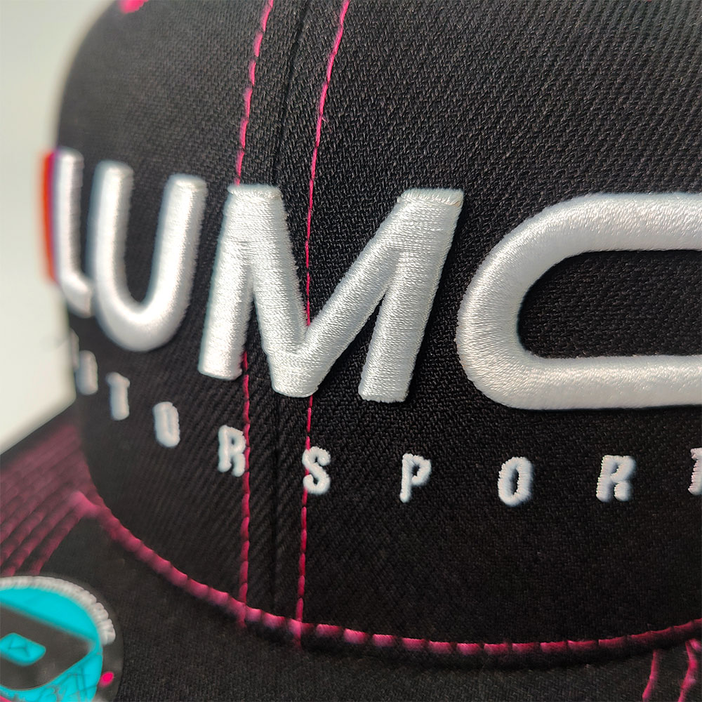 LUMO Motorsport Snapback Hat with 3D Embroidery – Black & Neon Pink
