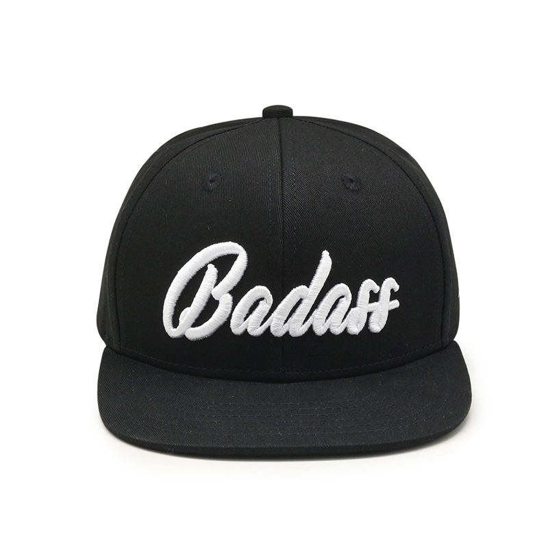 Black Badass 3D Script Embroidered Snapback Hat