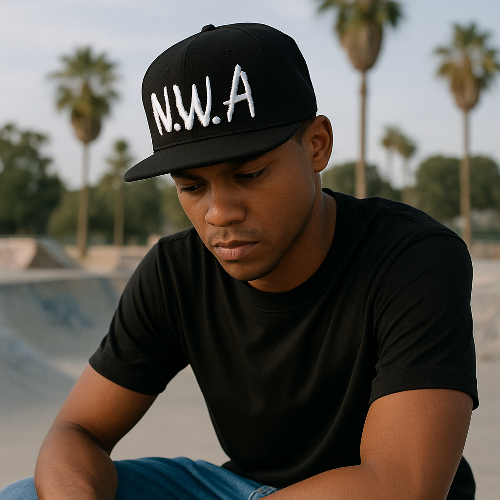 N.W.A Letter Embroidered Flat Brim Snapback Hat