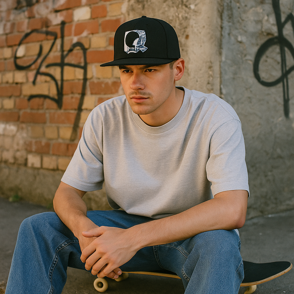 Monochrome Graphic Logo Snapback Cap