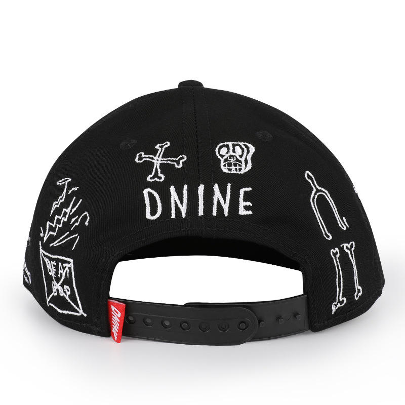 Black FW Embroidered 6‑Panel Snapback Hat