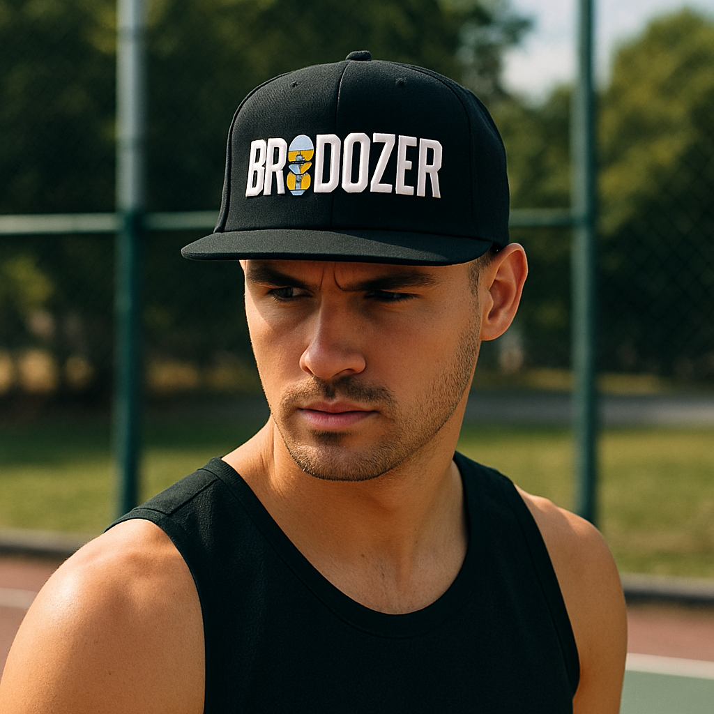 Branded Skull Logo Flat Brim Cap with 3D Embroidery