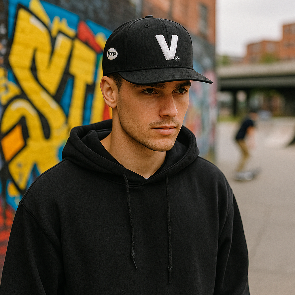VTP Logo V Embroidered Black Snapback Hat