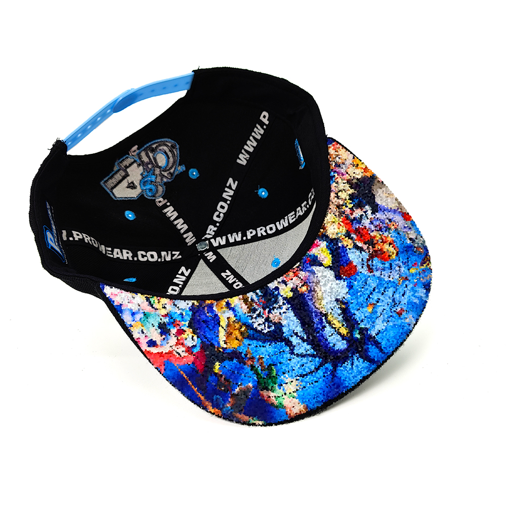 4&0 Graphic Snapback Hat with Blue 3D Embroidery – Black Edition