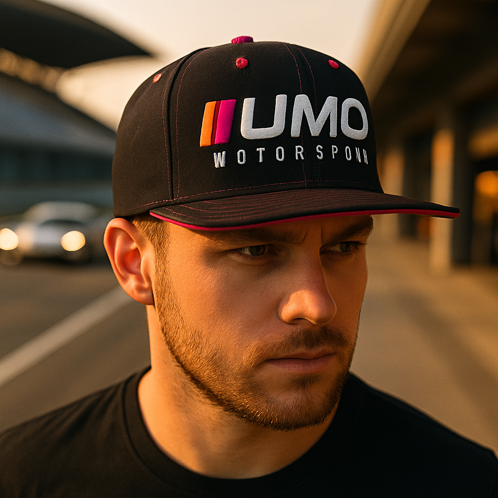 LUMO Motorsport Snapback Hat with 3D Embroidery – Black & Neon Pink
