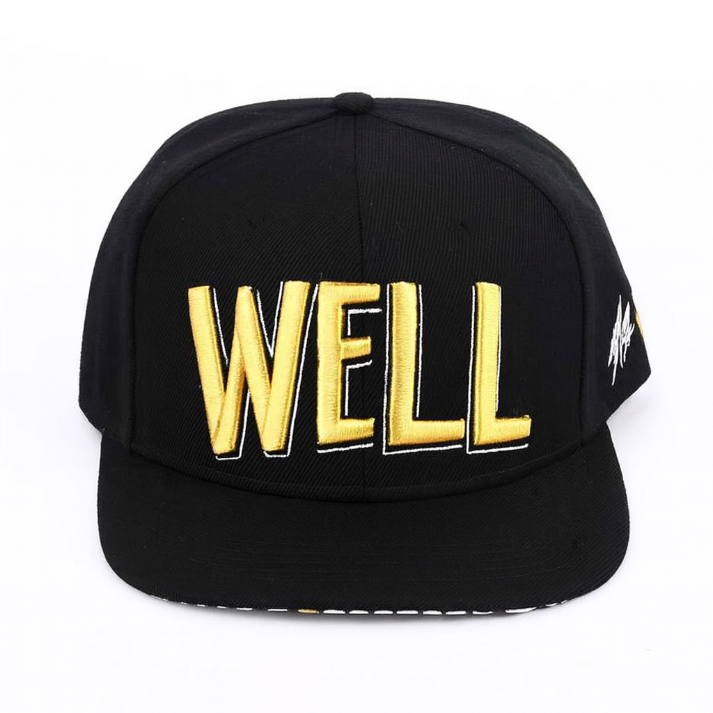 Black Snapback Hat with Graffiti Style 3D Embroidery – Urban Streetwear Cap