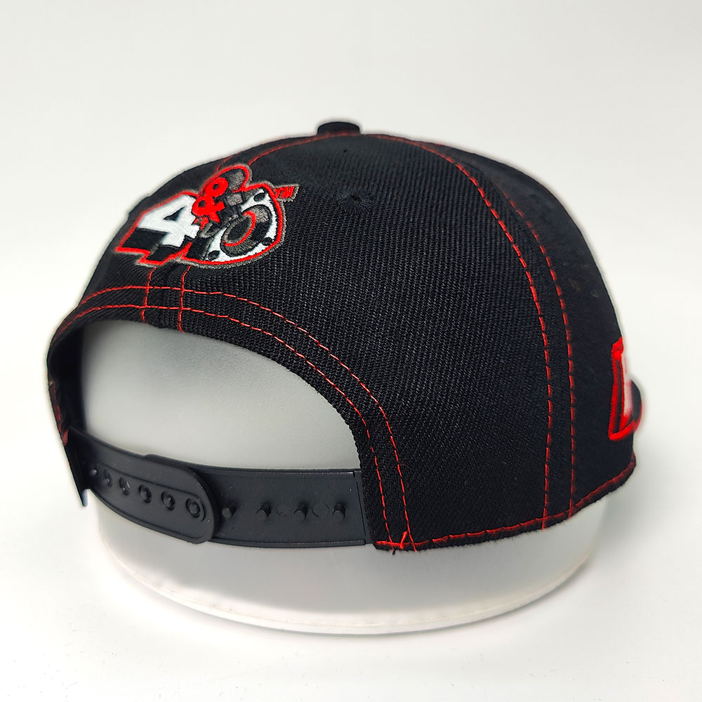 Fitwell Custom Red Stitch Flat Brim Cap with Embroidered Logo