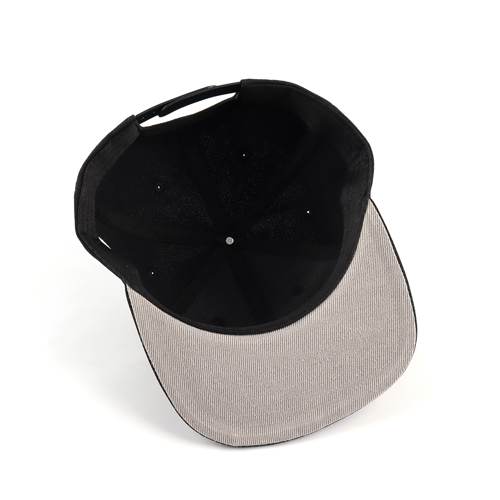 Black Snapback Hat with Mustache Embroidery – 6 Panel Streetwear Cap