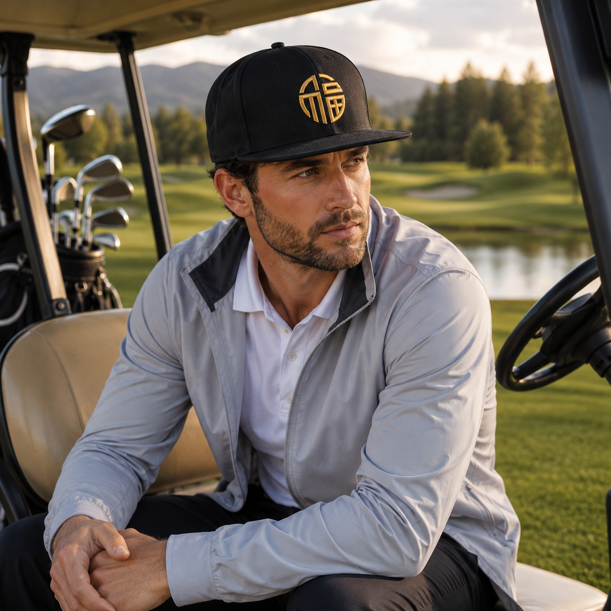 Black Gold Logo Flat Brim Snapback Cap
