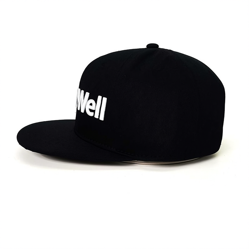 FITWELL Embroidered Letter Flat Brim Hat – Urban Fashion Black Adjustable Cap