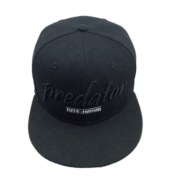Black Predator Snapback Hat with 3D Embroidered Logo – Flat Brim Cap