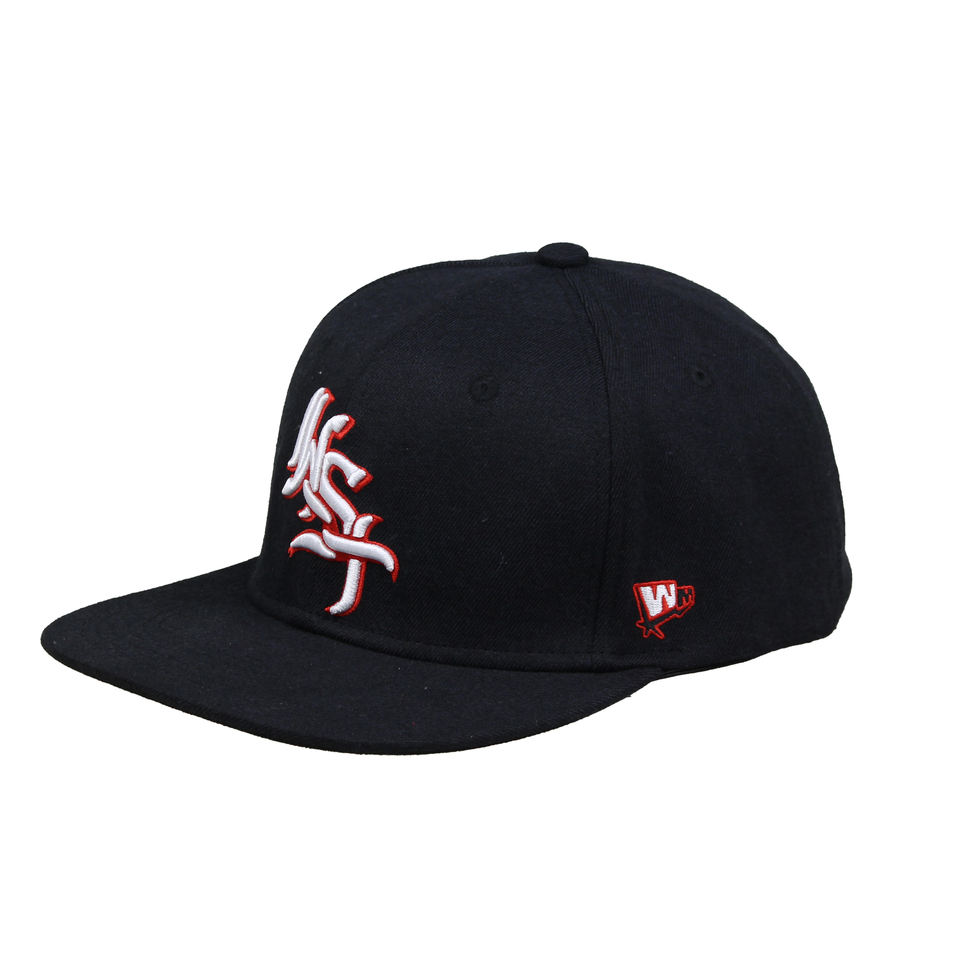Bold Custom Red & White Logo Flat Brim Hat