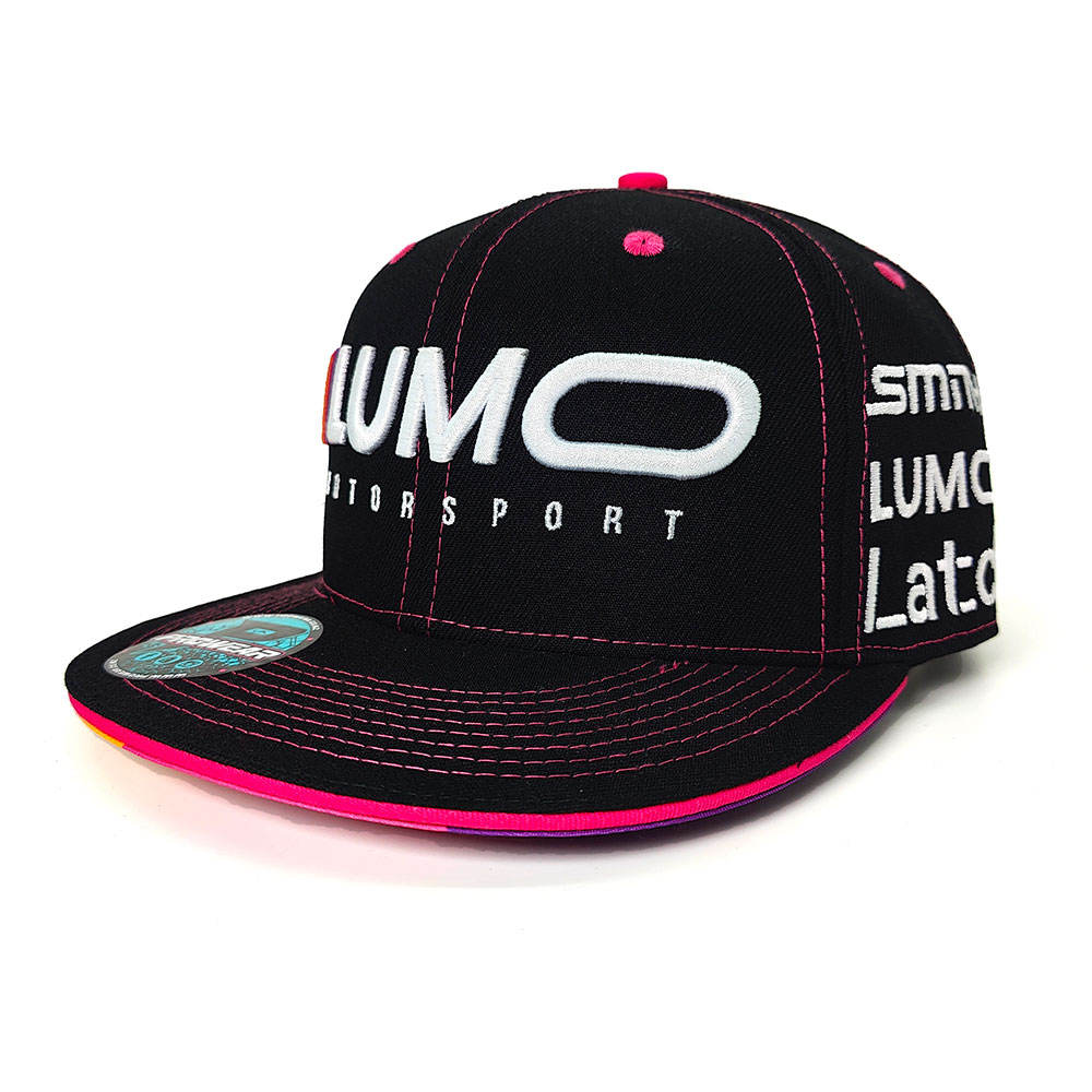LUMO Motorsport Snapback Hat with 3D Embroidery – Black & Neon Pink