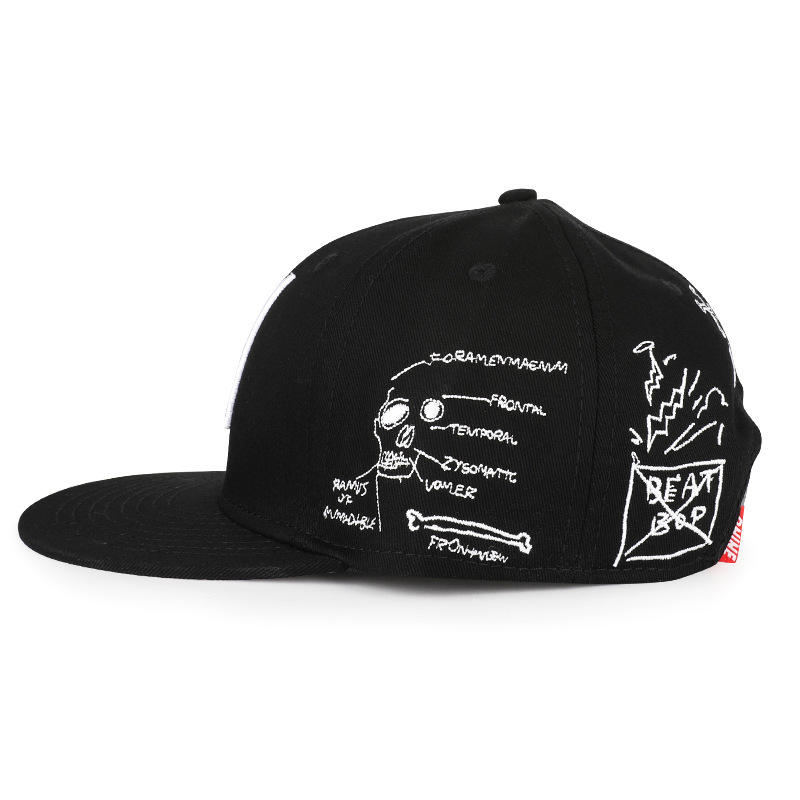 Black FW Embroidered 6‑Panel Snapback Hat