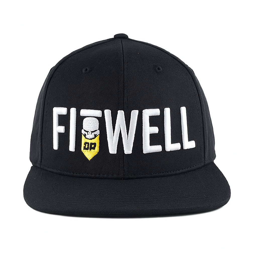 Branded Skull Logo Flat Brim Cap with 3D Embroidery