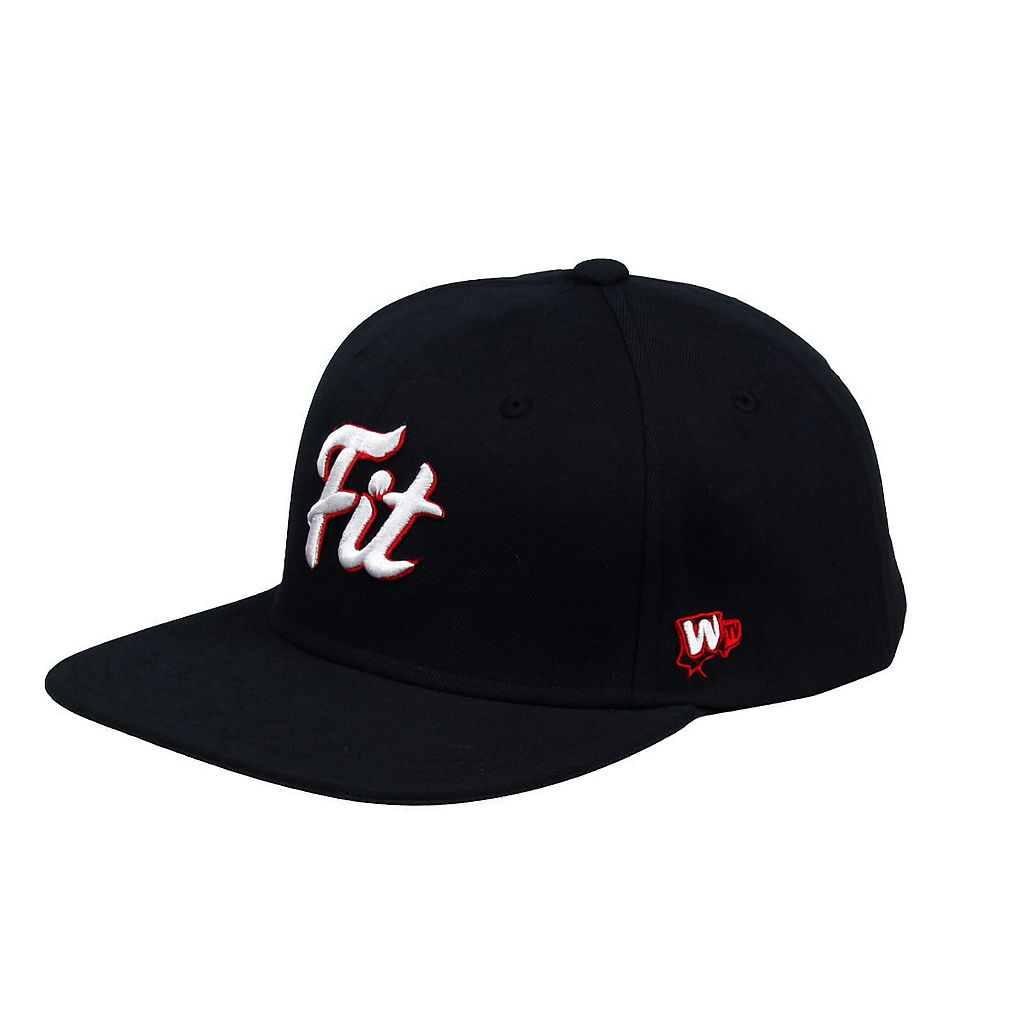 Bold Custom Red & White Logo Flat Brim Hat