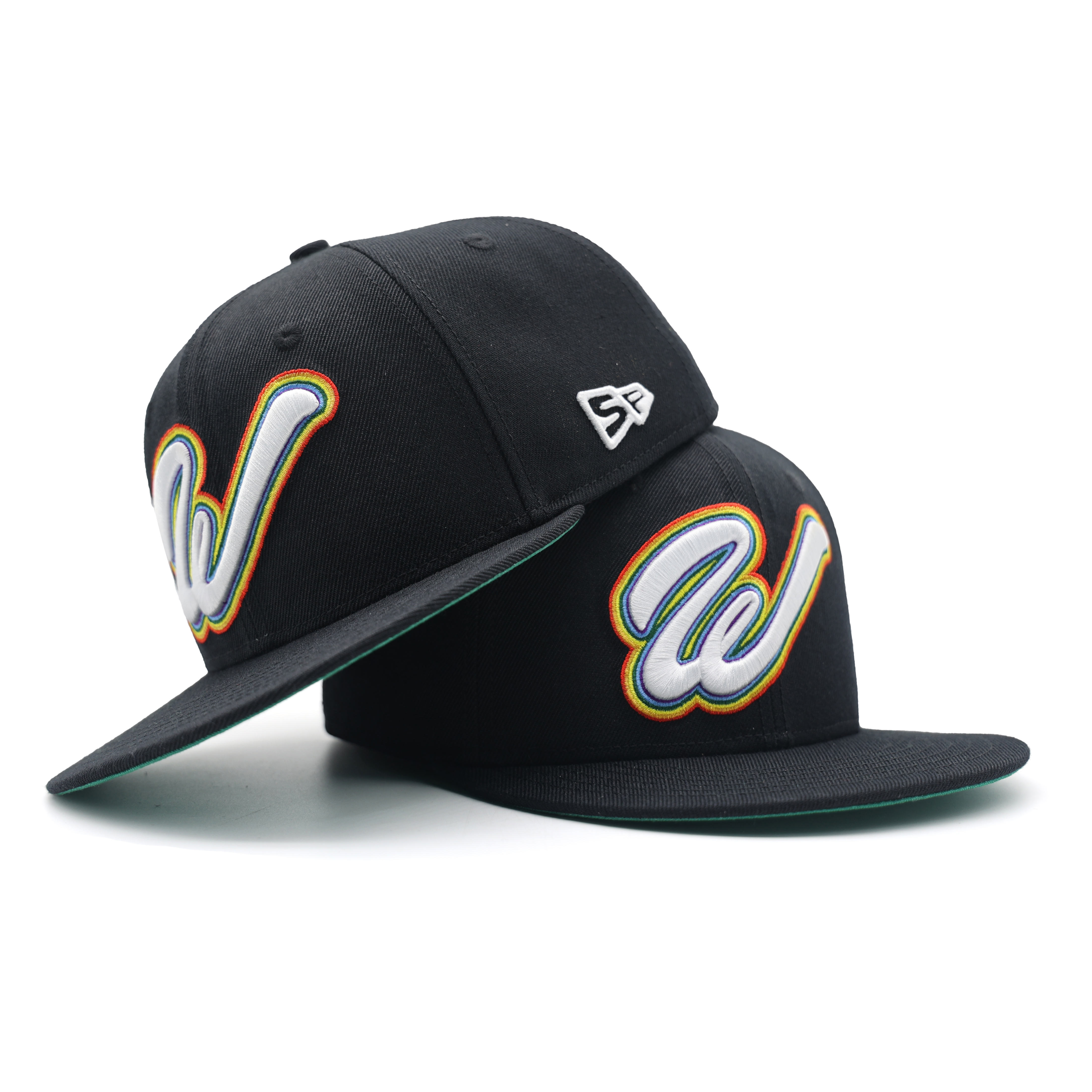 Premium Rainbow Logo Black Snapback Cap — Custom Streetwear Style