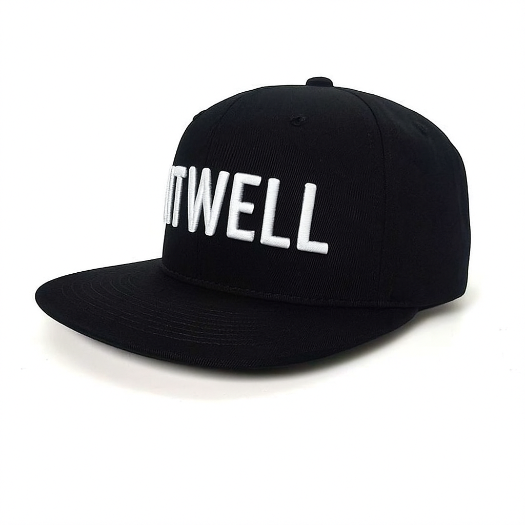 FITWELL Embroidered Letter Flat Brim Hat – Urban Fashion Black Adjustable Cap