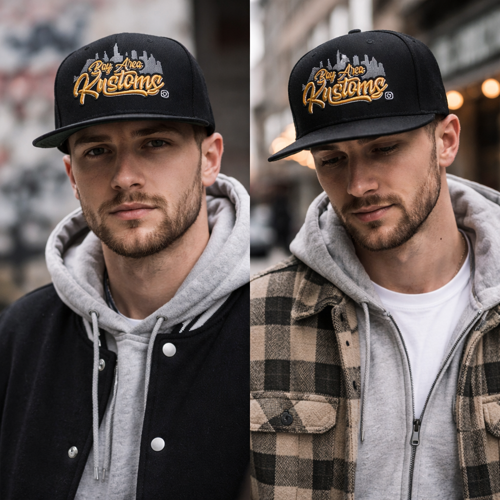 Premium Flat Brim Snapback Cap with Embroidered City Design