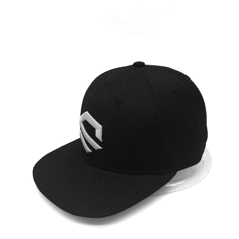 Geometric Logo 3D Embroidered Snapback Cap – Black 6 Panel Design