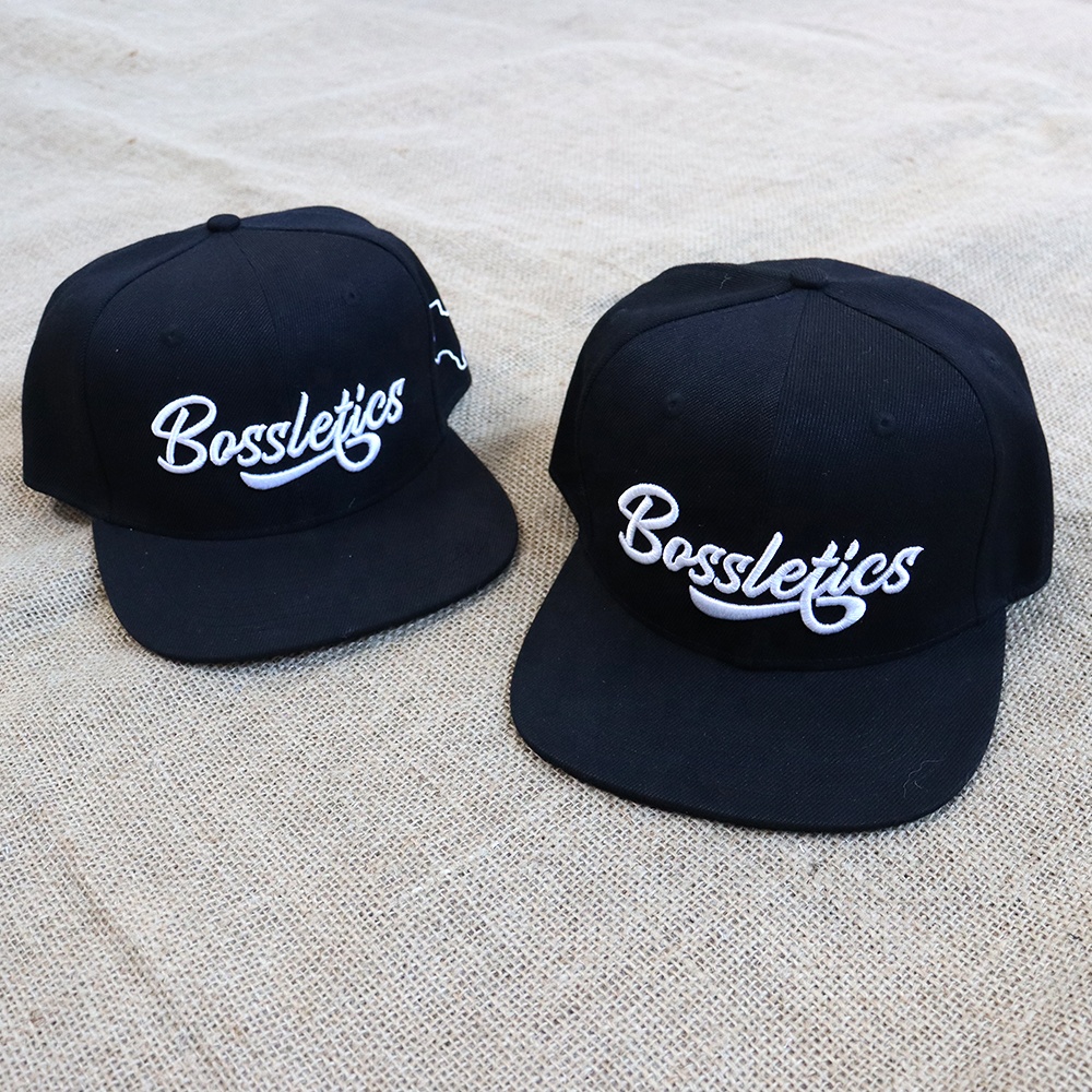 Bold Black Snapback Hat with 3D Embroidered Streetwear Logo