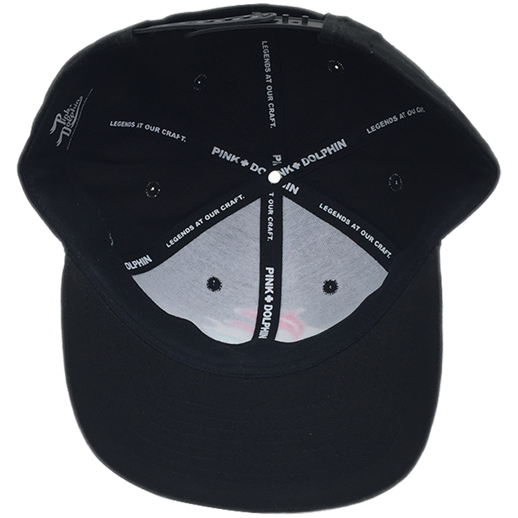 Black Flat Brim Snapback Hat with Pink Dolphin 3D Embroidery