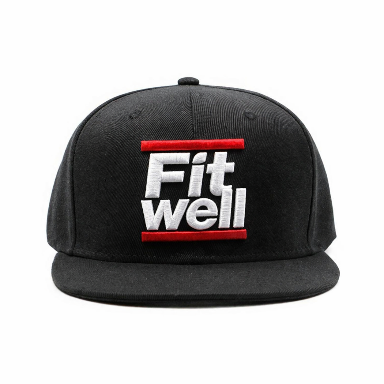BAW BAG Black Flat Brim 3D Embroidered Snapback Cap