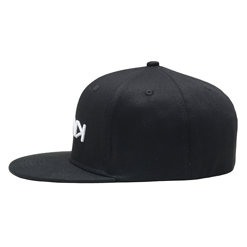 BLANK Text Embroidered Snapback Hat – Black 6-Panel Cap