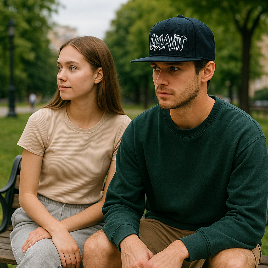 Black Flat Brim Cap with 3D Embroidered ONSLAWT Logo – Streetwear Style