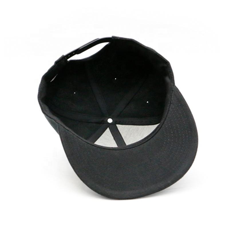 BAW BAG Black Flat Brim 3D Embroidered Snapback Cap