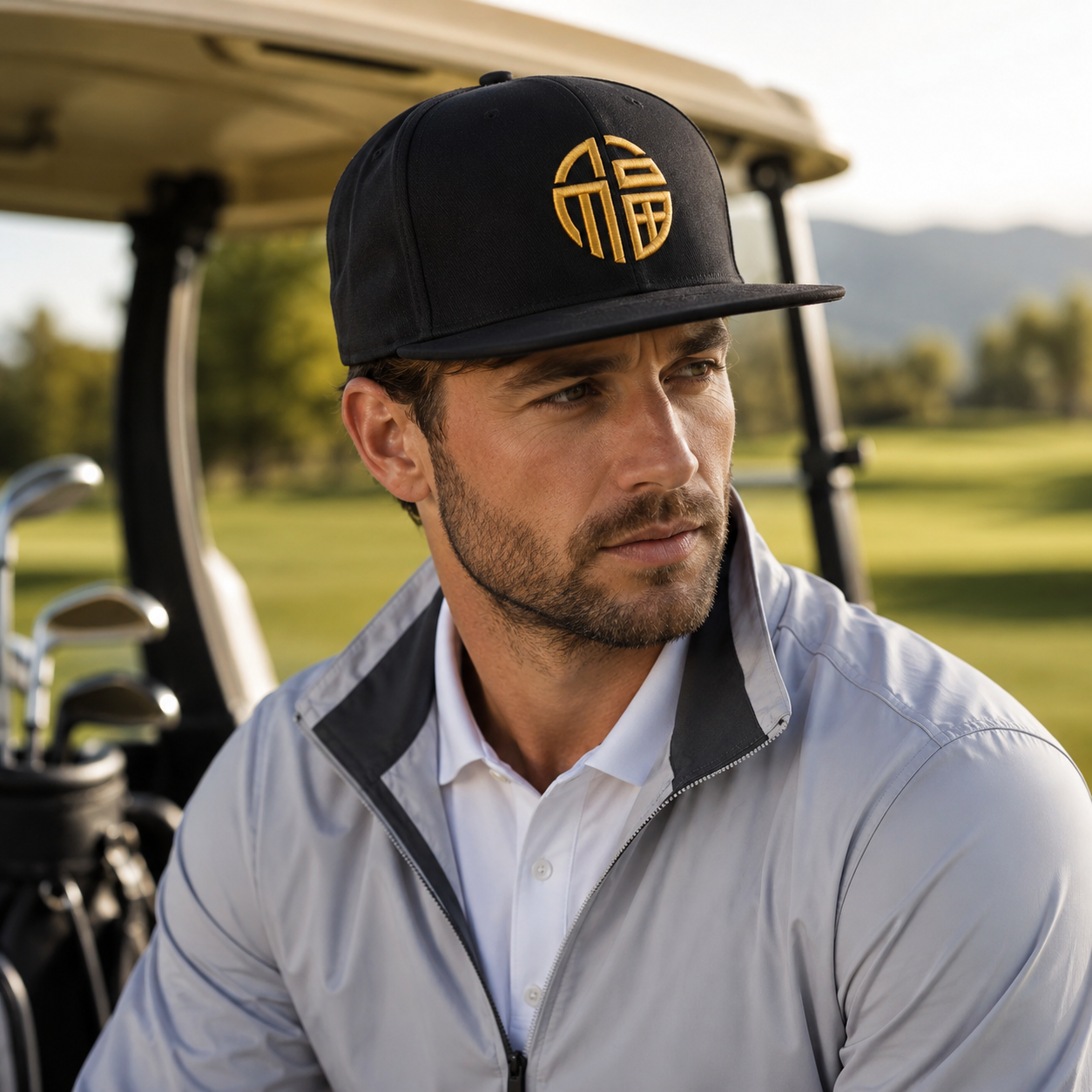 Black Gold Logo Flat Brim Snapback Cap
