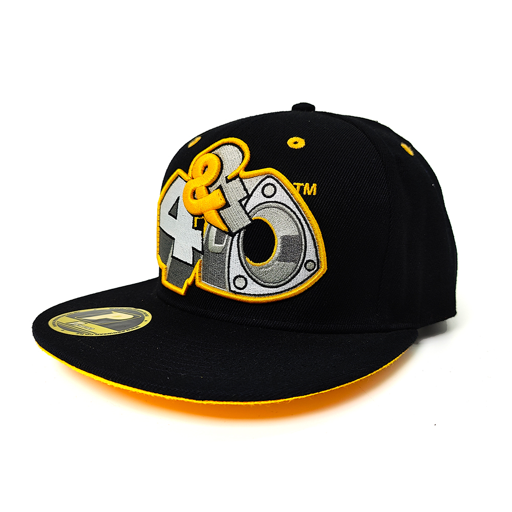 Bold 4&0 3D Embroidered Snapback Hat – Black & Yellow