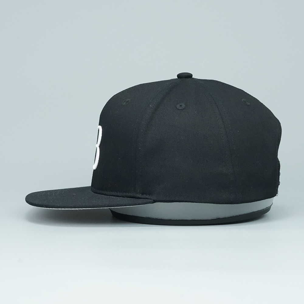 Black Snapback Hat with White B3 Logo – Custom Streetwear Flat Brim Cap