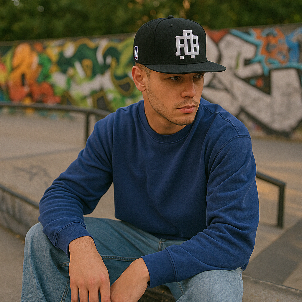 Interlocked Geometric Logo Embroidered Snapback Hat